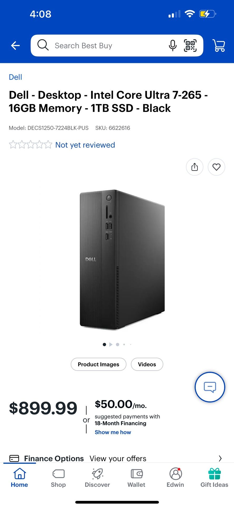 Dell - Desktop - Intel Core Ultra 7-265 - 16GB Memory - 1TB SSD - Black