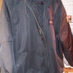 Black Snap On Hooded Coat