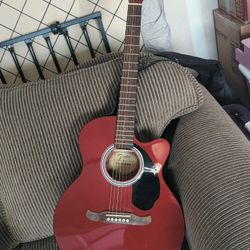 Fender Guitar With Cover And Strap