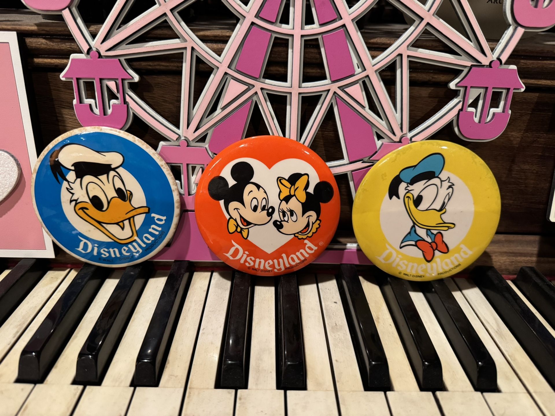Vintage Disney Buttons - Mickey, Minnie, Donald Duck