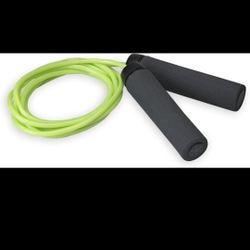 Gaiam Restore Adjustable Speed Jump Rope - Green Rope w Grey Foam Handles 