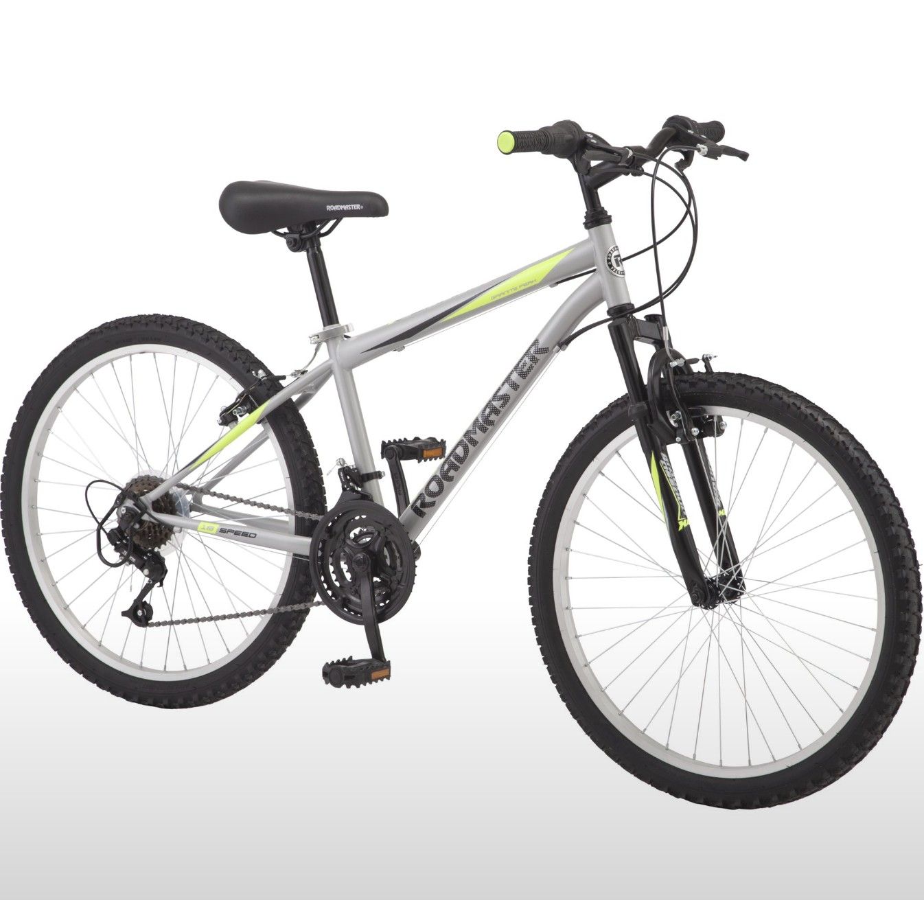 Roadmaster Granite Peak Boy's Mountain Bike, 24-inch wheels, Silver