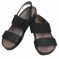 Natural Soul Size 6 Kemp Black Brown Slingback Flats Sandals Open Toe Comfort KEMP 