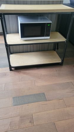 3-Tier Industrial Metal and Wood Shelf