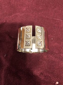 Victoria Secret Scandalous Goldtone Hinged Cuff Bracelet with Rhinestones