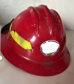 Firefighter Fireman, Red Helmet For Costume Or Decor Purposes