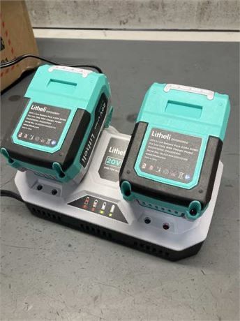 Litheli 20V dual battery charger with two 4.0Ah lithium ion batteries