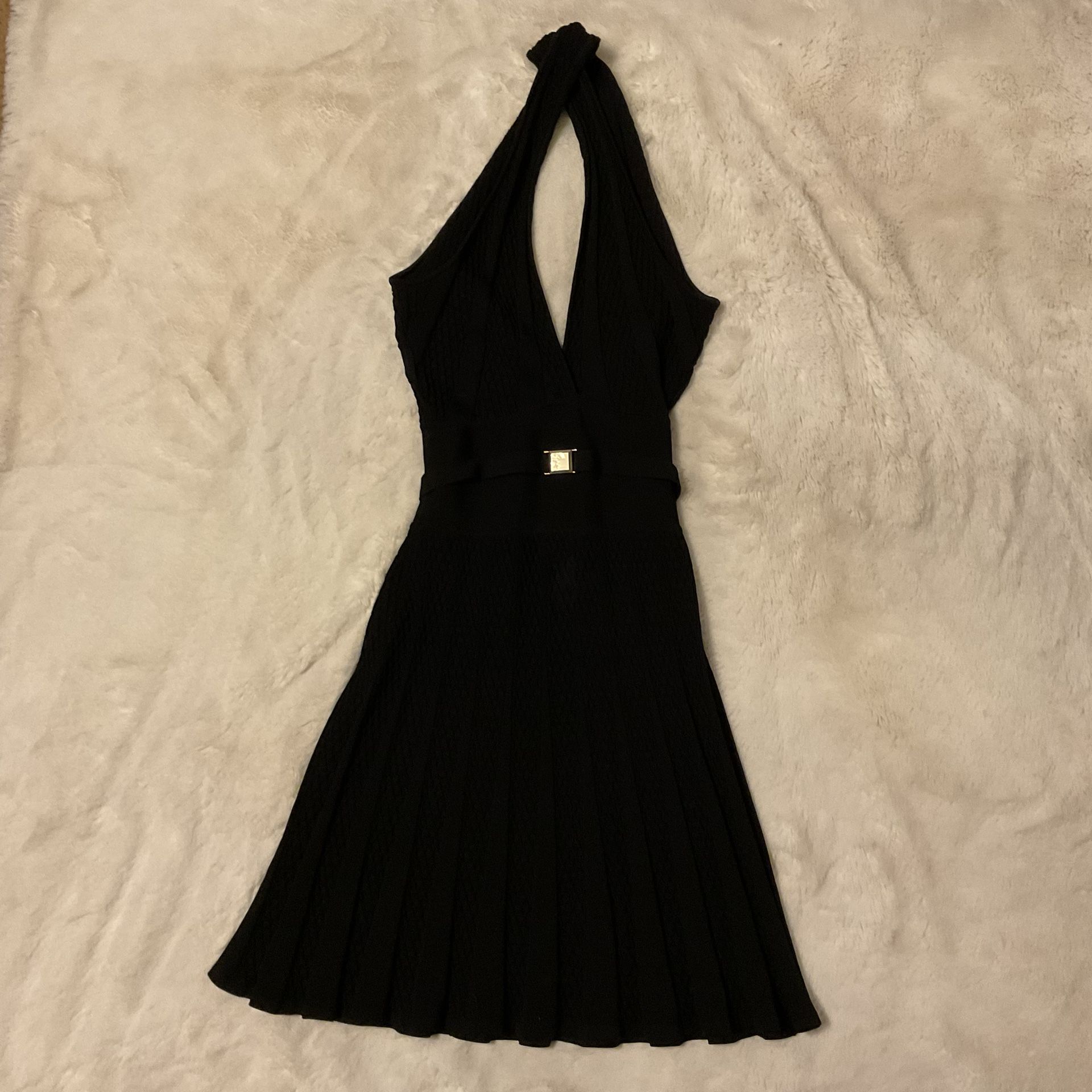 NWT Versace Collection by Donatella Medusa Maglia Black Halter Flare Dress