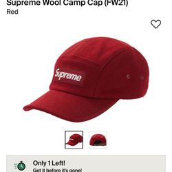 Supreme Wool Camp Cap ‘Red’ New