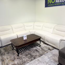 White Leather Sectional Dual Power Recliner - Modular Pieces 🔥 We Deliver & Finance 