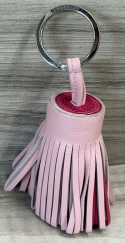 HermèS Carmen Leather Tassel Key Ring Mauve Pale Stainless Steel Hardware (PO1027021)