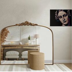 New Vintage Gold Mirror 36"X30" Arched Antique Wall Mirror Metal Frame, HD Tempered Glass, Include Wall Mount Screws,Ideal for Entryway, Fireplace, L