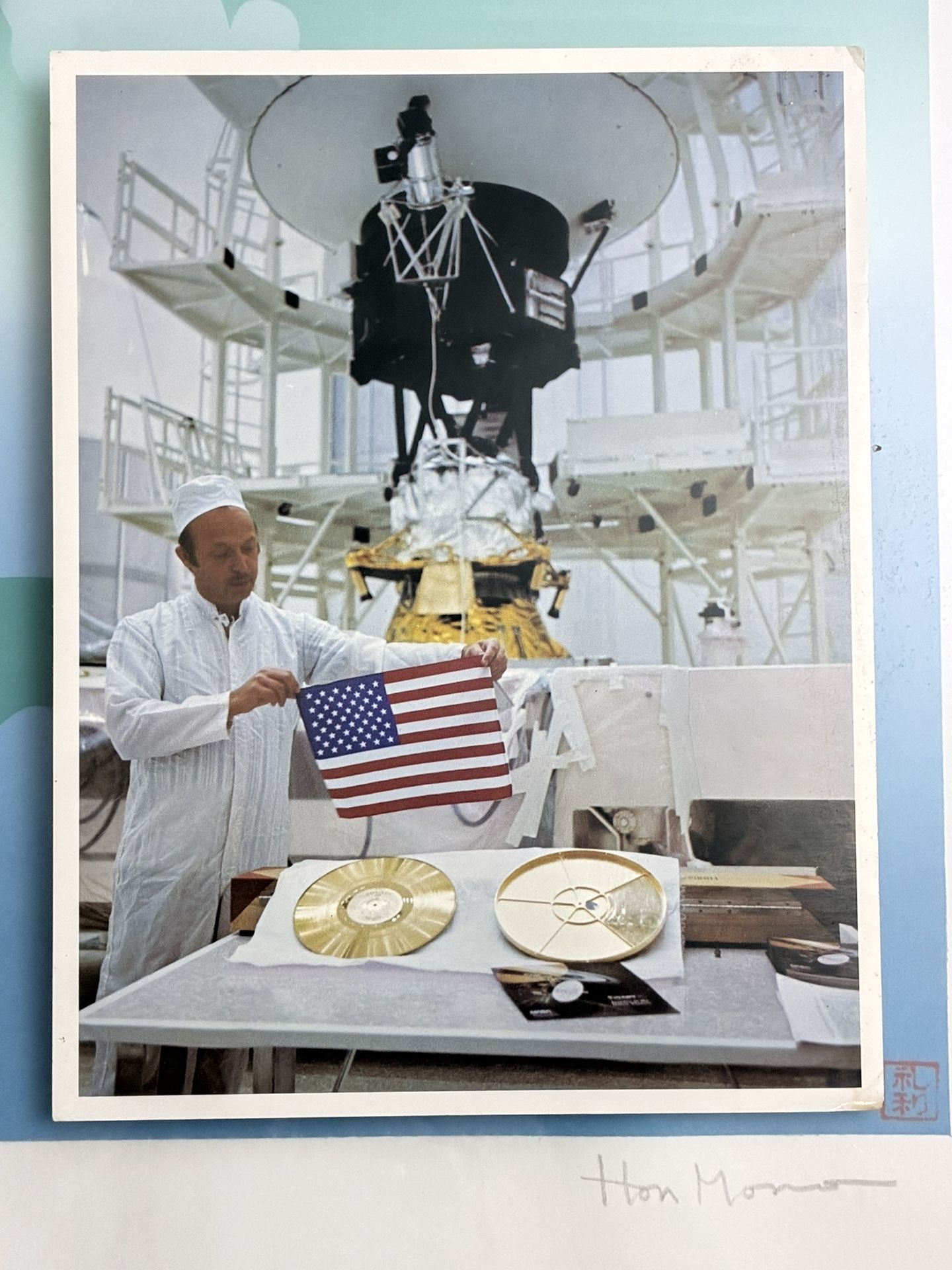 Rare 1979 NASA JPL Voyager Golden Record Lithograph — John Casani — P-19403