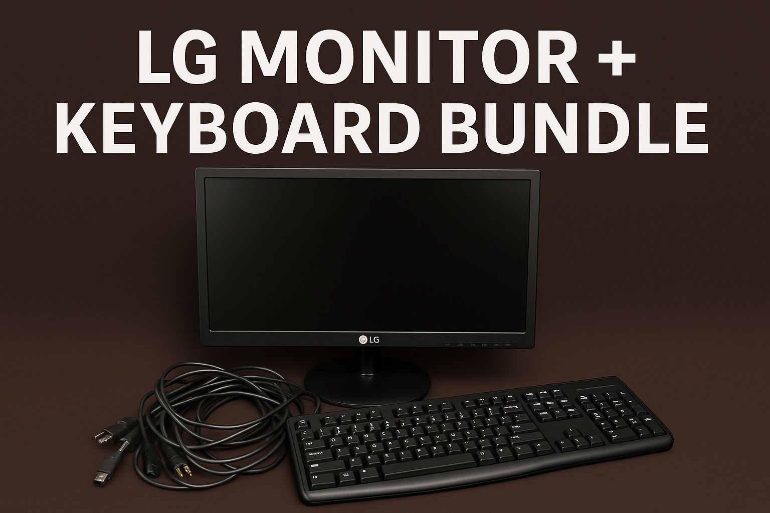 LG Monitor + Logitech Keyboard Bundle w/ Cables – Plug & Play Ready