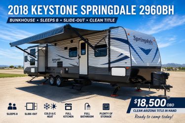 2018 Keystone Springdale 2960BH | Sleeps 8 | Bunkhouse | Slide-Out | Excellent Condition