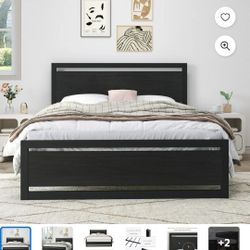 🛏️ Full Size Bed Frame – Moderno y Resistente 🖤