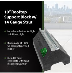 10" Rooftop Support Block with 14 Gauge Strut