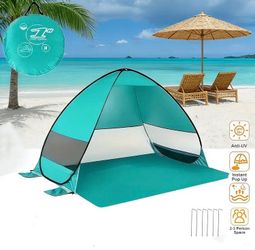 Pop Up Beach Tent, 78x64x51 Inch, UV Protection Green