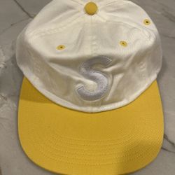 Supreme Two tone S Logo 6 Panel Hat - Yellow And White One Size Fits Most 