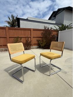 Rattan Back Gold Velvet Dining Chair