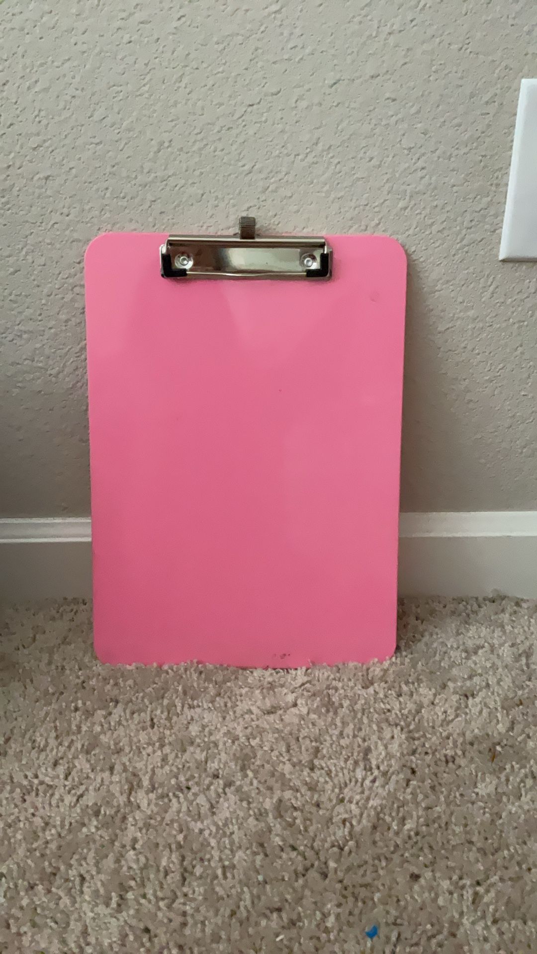 Pink Plastic Clipboard With Little Medal Pencil Holder