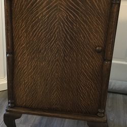 Vintage Early 20th Century Tiger Oak Disc Record Cabinet, Original Finish