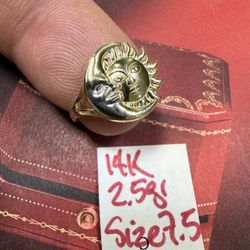 14K Solid Gold Ring For Wedding 2.5Gr Size 7.5