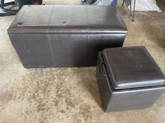 Leather Ottoman Storage Set
