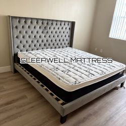 New King Bed Frame With Mattress 