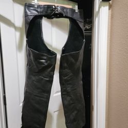 Men's Motorcycle  Leather Black Chaps