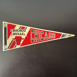 Vintage 1989 Chicago Bulls Window Pennant NBA Jordan Era w/ Suction Cups