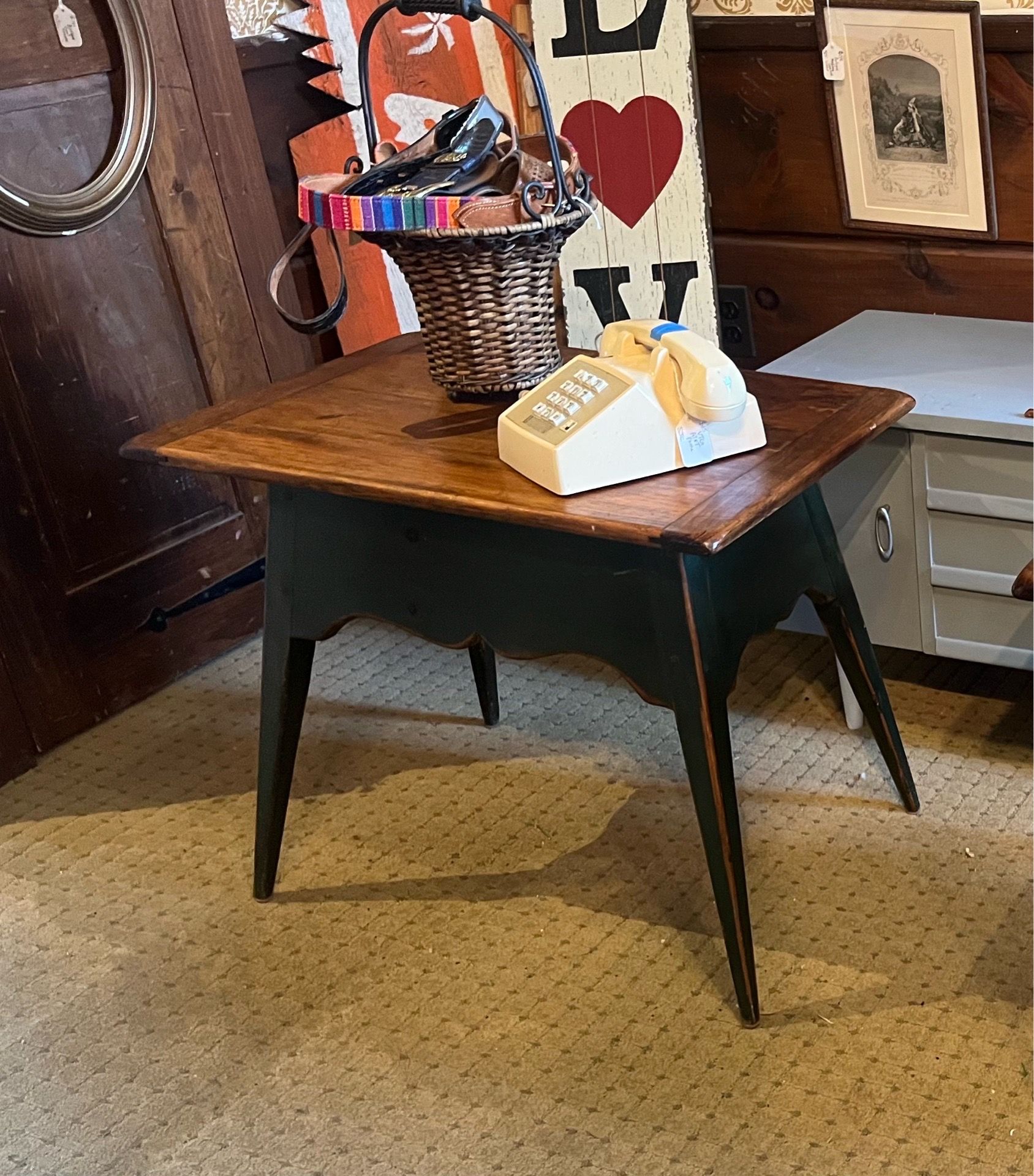 1 vintage mid century solid wood side table