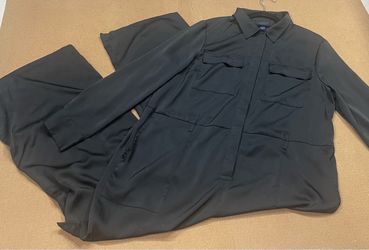 Scoop Black Long Sleeve Button Up Jumpsuit