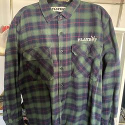 Playboy By Pacsun Green Button Up Flannel