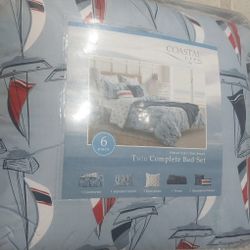 6 Piece American Sailboat Twin Complete Bed Set 