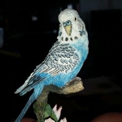 Really Intricate Parakeet Figurine Hand Painted 