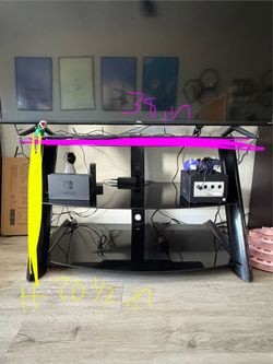 Black Glass TV Stand / Gaming Entertainment Center