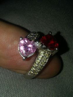 Two heart ring sterling silver