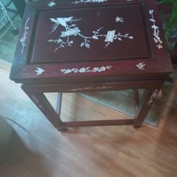 Antique Mother Of Pearl Little Side Table