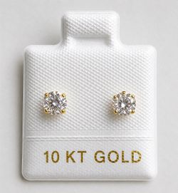 10K Gold Round CZ Stud Earri