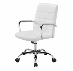 New Beige Faux Leather Office Chair with Chrome Base
