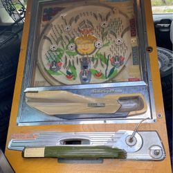 Vintage Nishijin Unique and very cool wood frame pinball machine with Madeline shirt. Looks to be in good working condition. Super DX