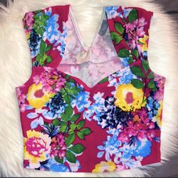 Floral Crop Top Shirt Please See Other Listing For Matching Pencil Skirt