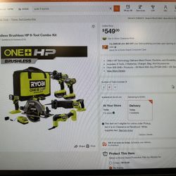 One+ 18V Cordless Brushless HP 6-Tool Combo Kit