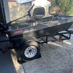 8 Ft Plastic Pontoon Boat, Brand New Trolling Motor . 