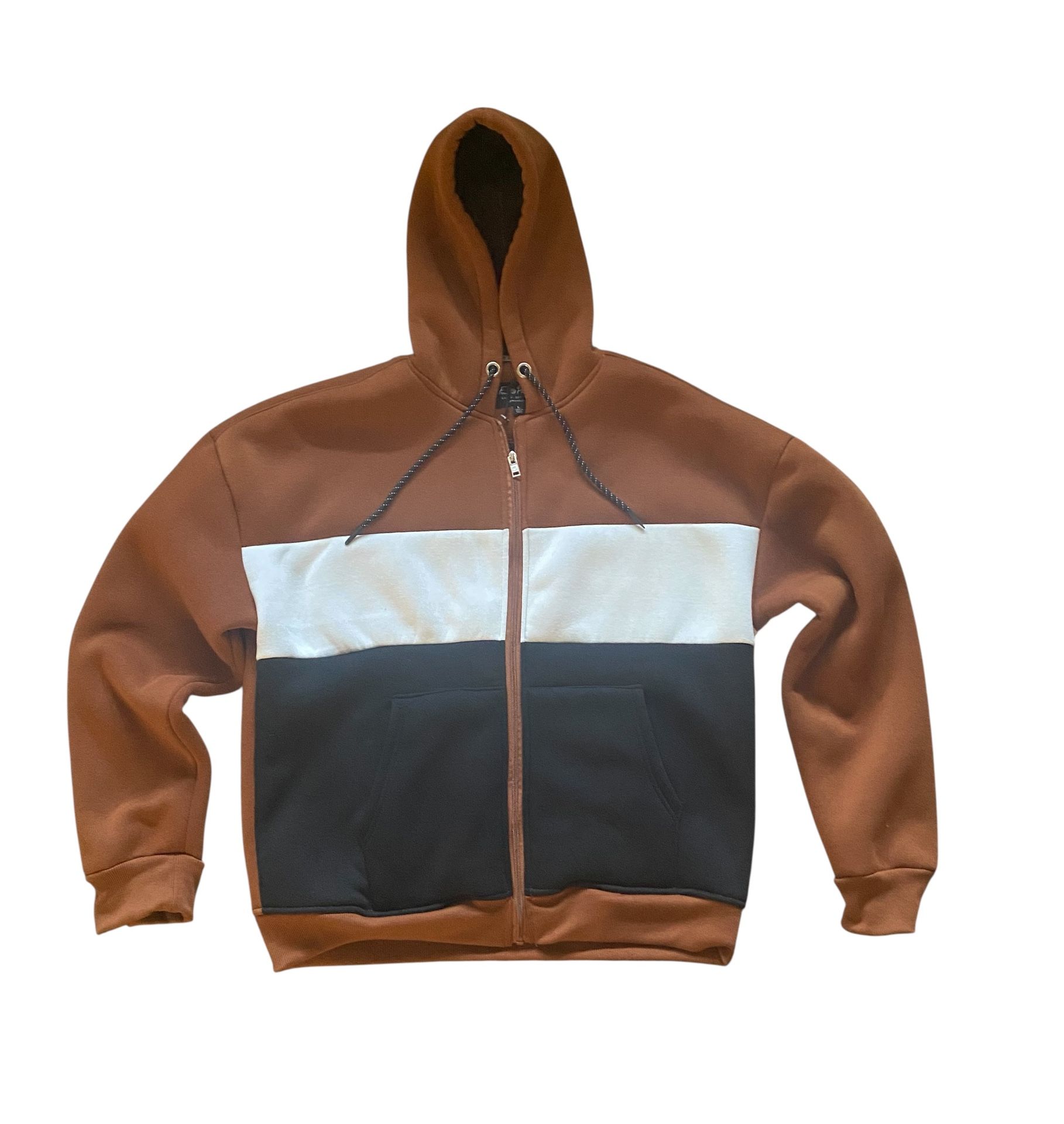 Free Planet Rust, White, Black Fleece Zip Up Hoodie Size Large