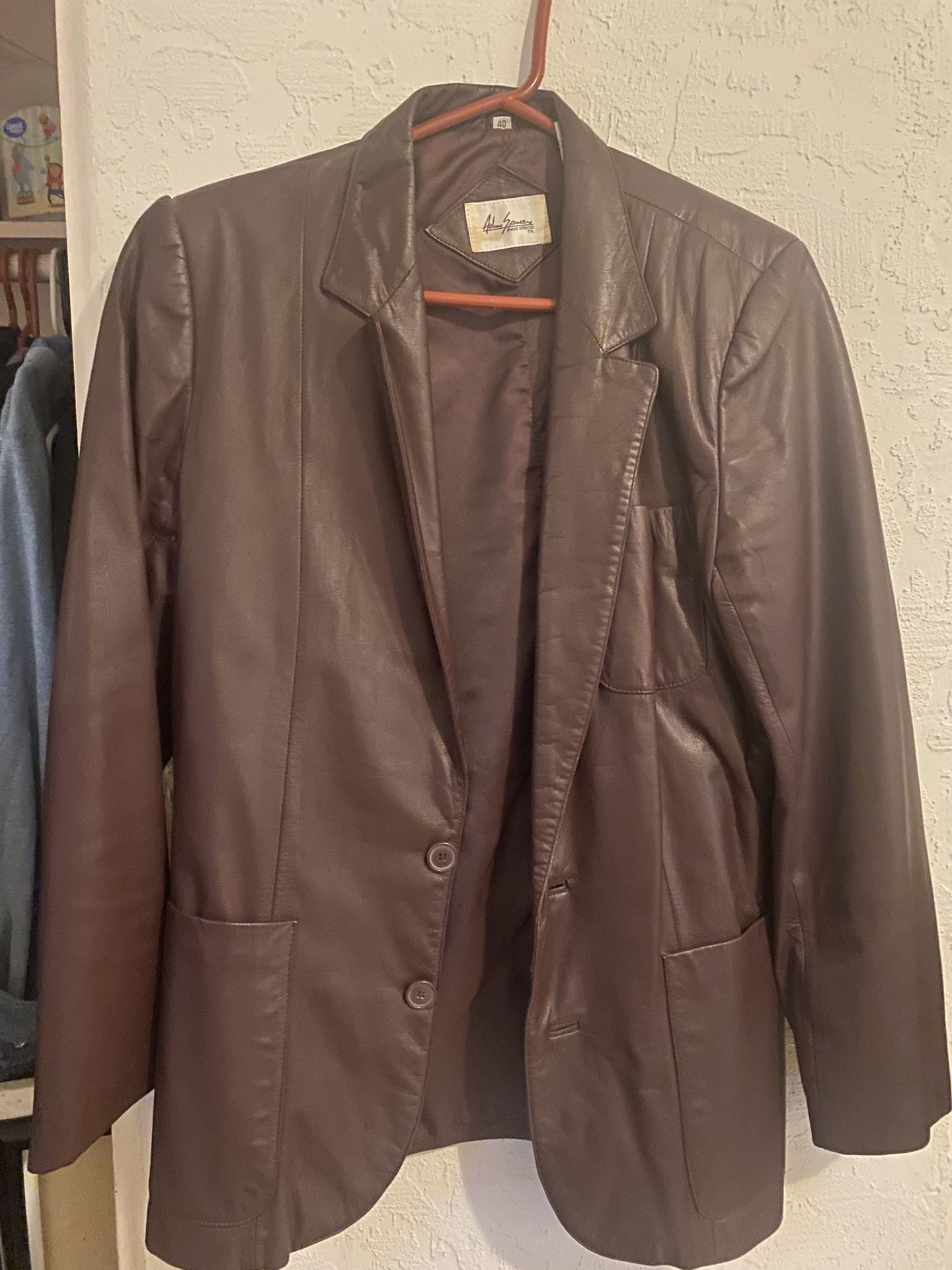 Vintage Adam Spencer Men’s  Brown  Genuine Leather jacket Size 40