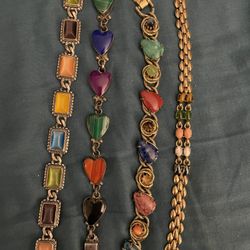 assorted stone pretty stilver bracelets bundle