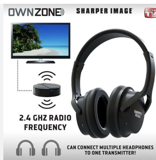 New Sharper Image Wireless TV Headphones, Surround Sound -2.4 GHz Digital Tech, Transmits up to 100ft 