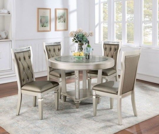 Brand New Upscale Champagne 5pc Dining Table Set